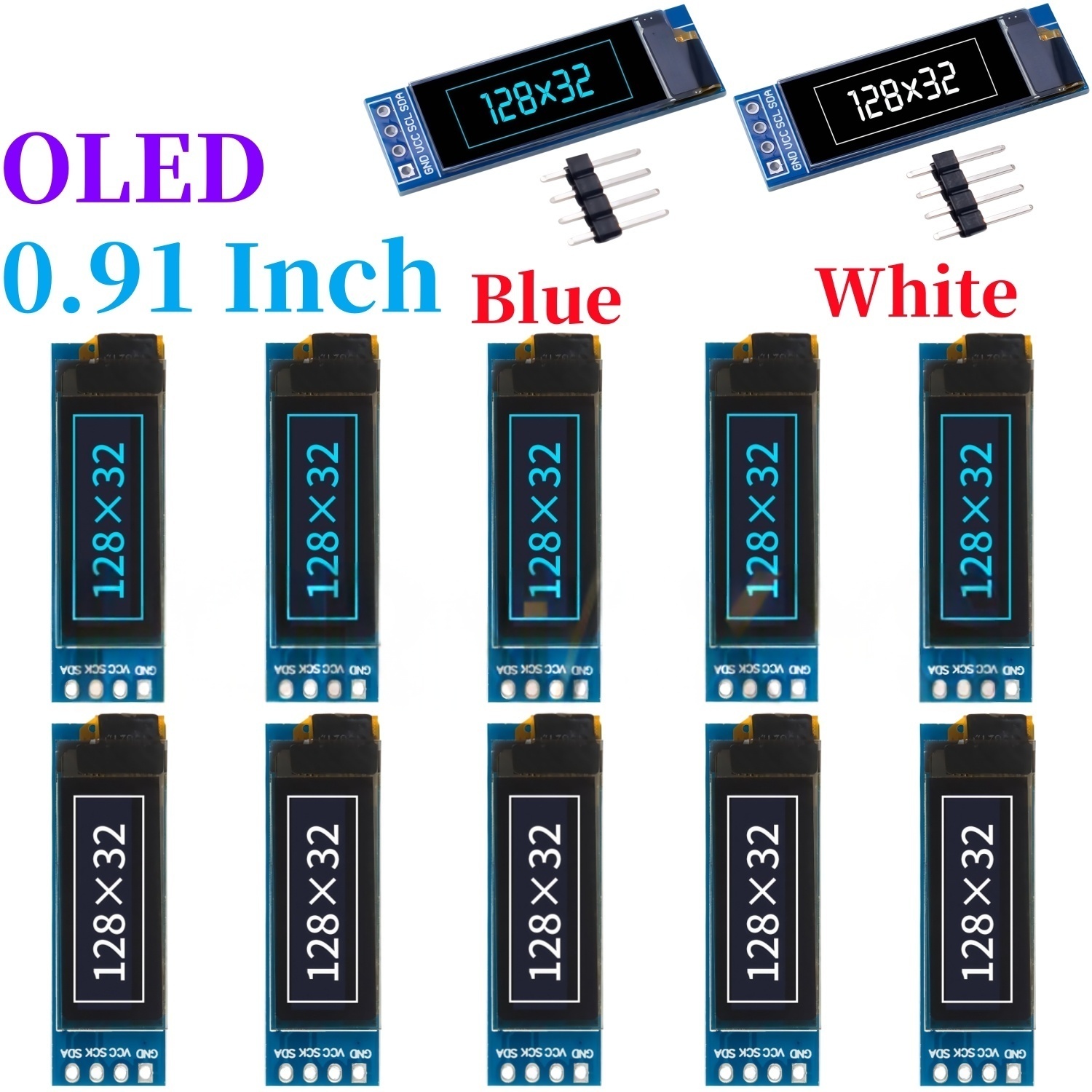 0.91 인치 128x32 IIC I2C 화이트/블루  - Ssd1306 리뷰 및 가격