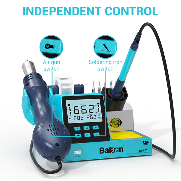플래시 세일 바콘 BK602S 2 in 1 핫 에어건  - Soldering Iron Temperature Probe 리뷰 및 가격