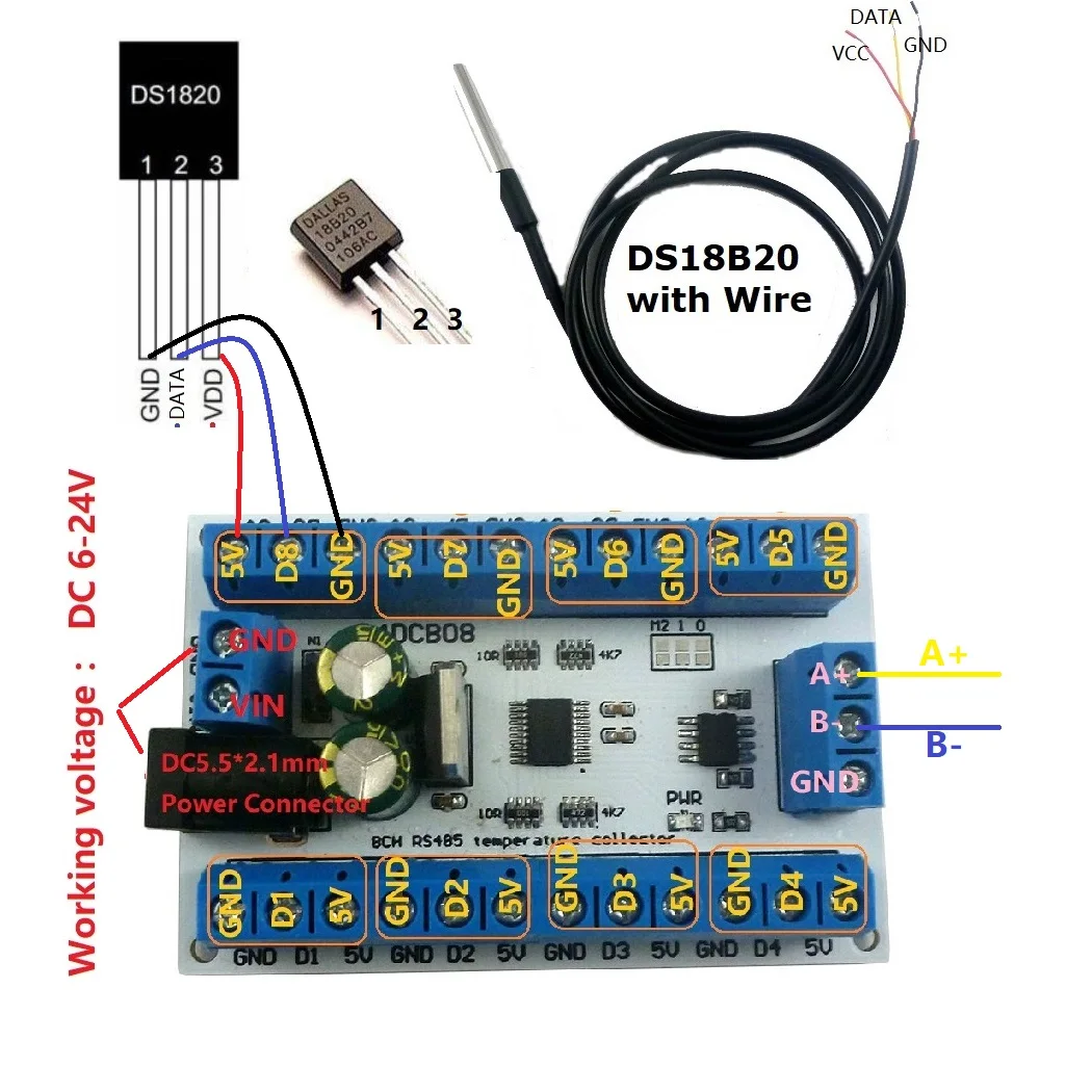 8채널 DS18B20 온도 감지 모듈, Modbus R - Ds18B20 리뷰 및 가격